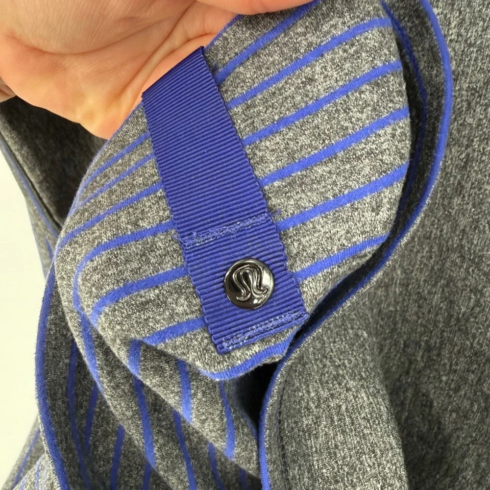 LULULEMON VINYASA SCARF HEATHER GREY‎ BLUE STRIPE INFINITY REVERSIBLE ONE SIZE
